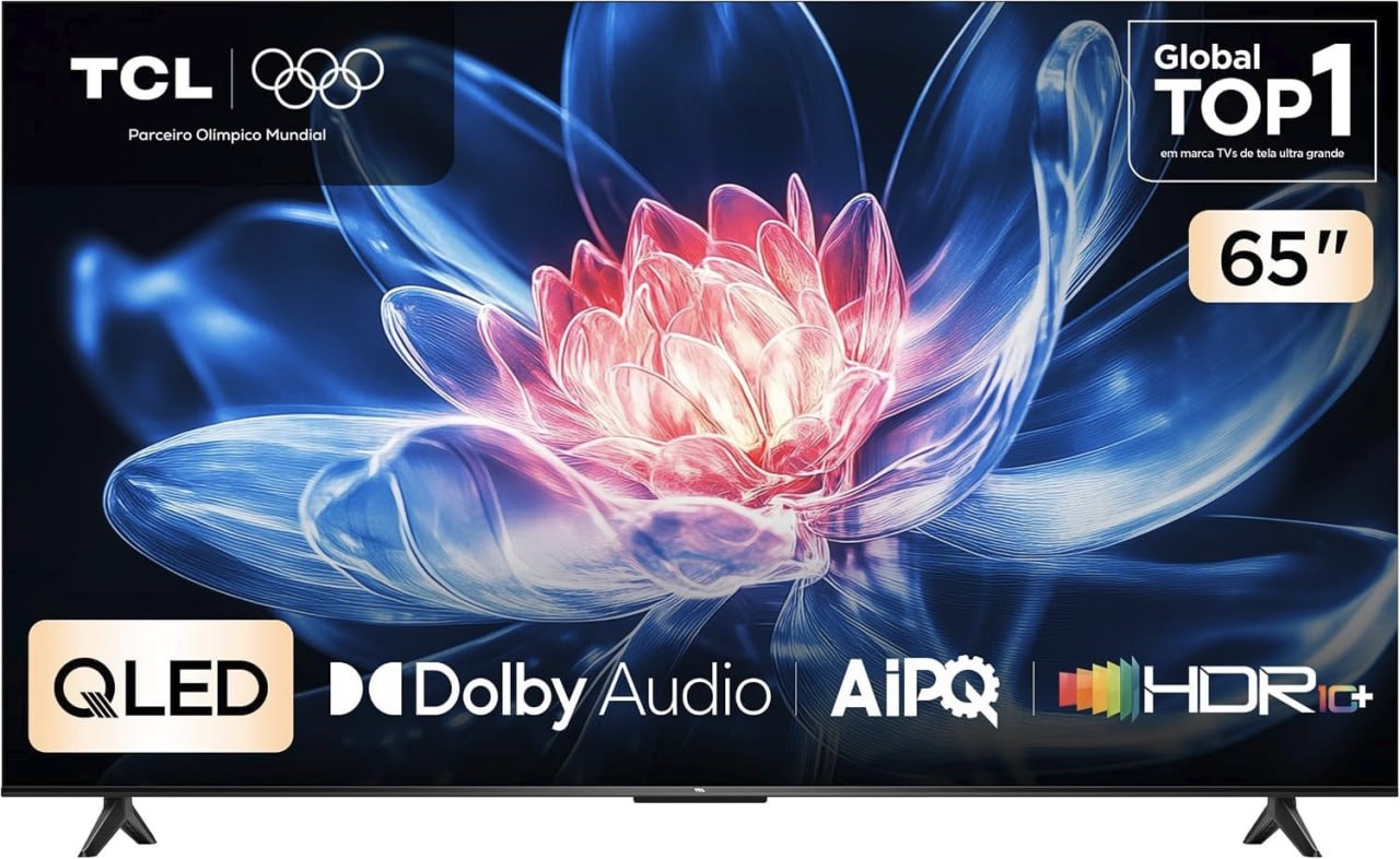 Smart TV TCL 65 Polegadas QLED 4K T6C WiFi Bluetooth Google TV Tela HVA e HDR10+ 65T6C