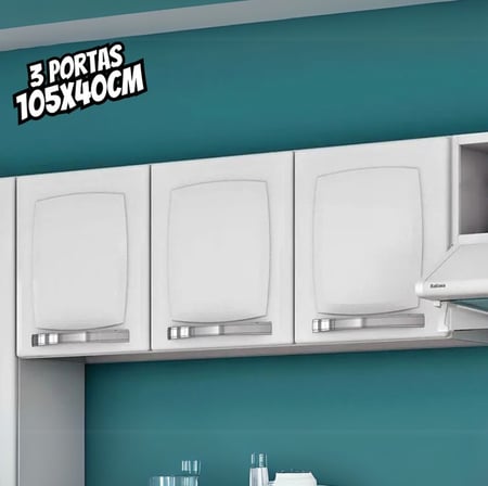 Armário de Cozinha Aéreo Itatiaia Aço 3 Portas Rose Branco Neve
