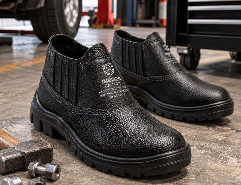 Bota Botina Segurança Trabalho Couro Resistente Epi Bico Pvc