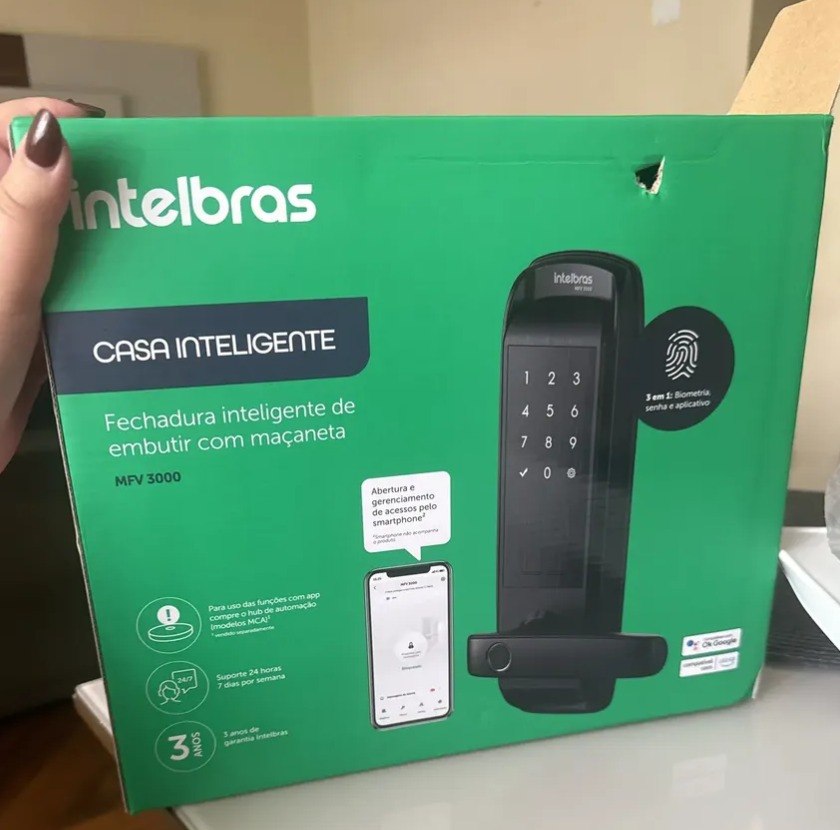 Fechadura Smart Inteligente De Embutir Com Maçaneta  Intelbras Mfv 3000 - Preto