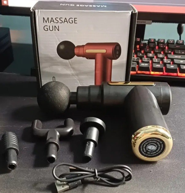 Massageador Pistola Elétrica Profissional Muscular Portátil Aparelho Fisioterapia Corporal, 6 Velocidades 4 Cabeças De Massagem - Kateluo