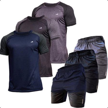 Kit 3 Conjunto Dry Fit Masculino Academia Fitness Lisa Malha