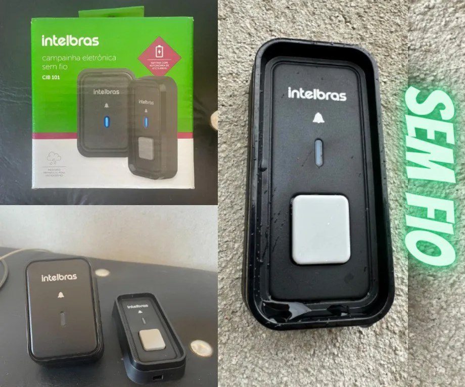 🤓Campainha Sem Fio Com Bateria CIB 101 Preto Intelbras