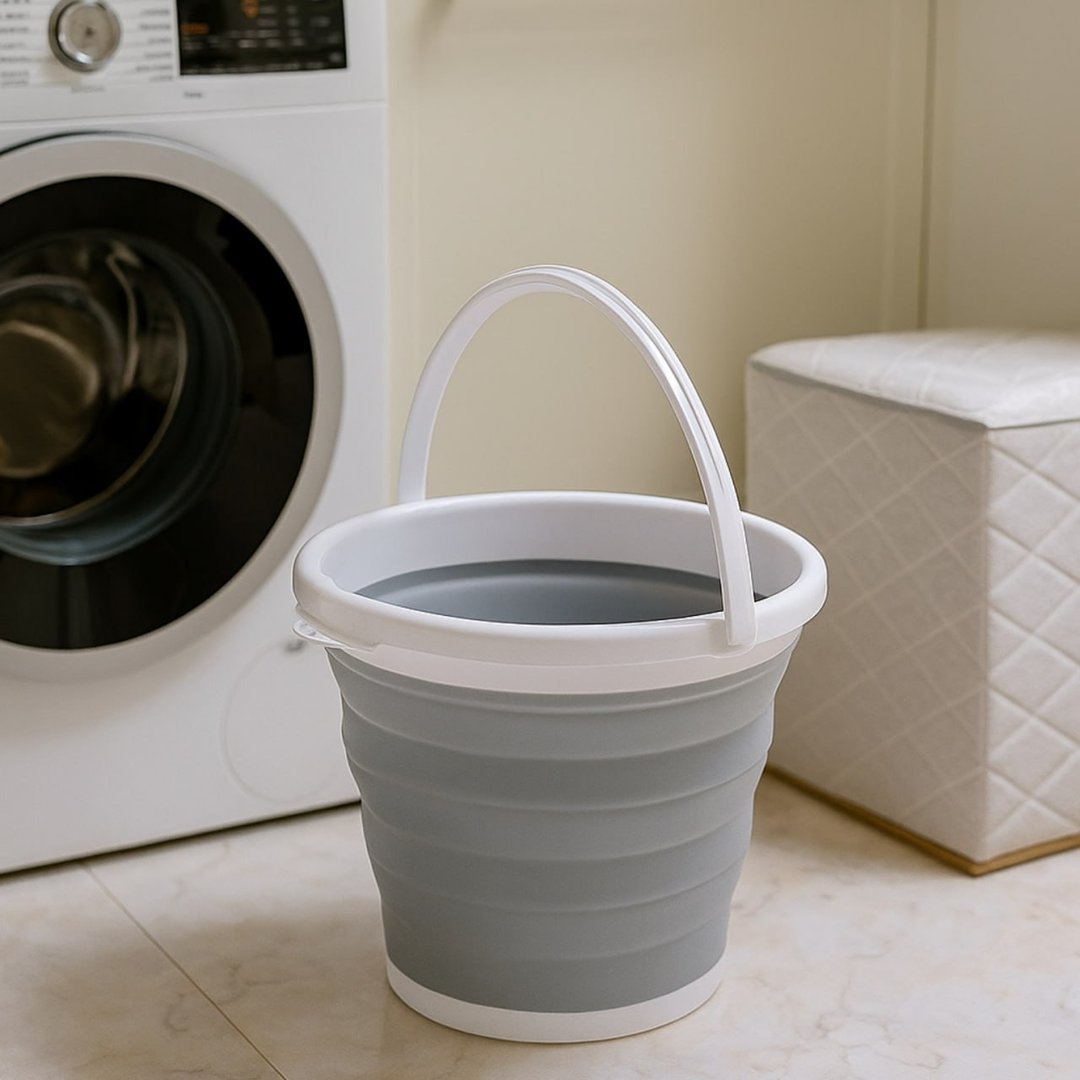 Balde De Silicone Dobrável Retrátil Flexível 5 Litros Compacto Multiuso Com Alça Ideal Par...