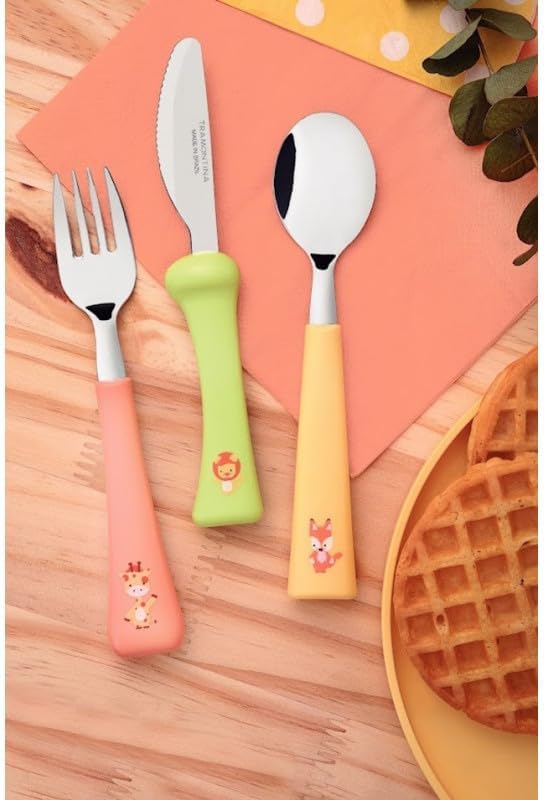 Jogo de Talheres Infantil Tramontina Baby Friends com Lâminas de Aço Inox e Cabos de Polip...