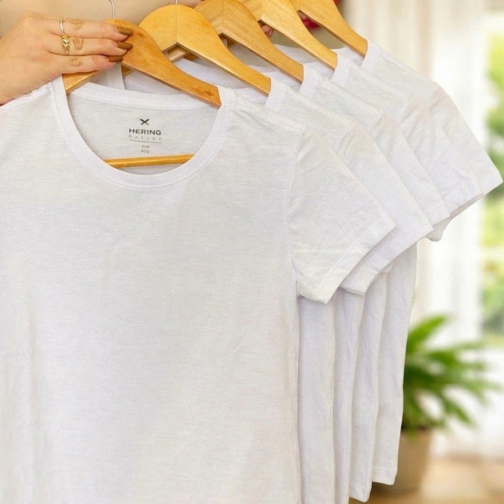 Kit Com 5 Camisetas Femininas Básicas Hering
