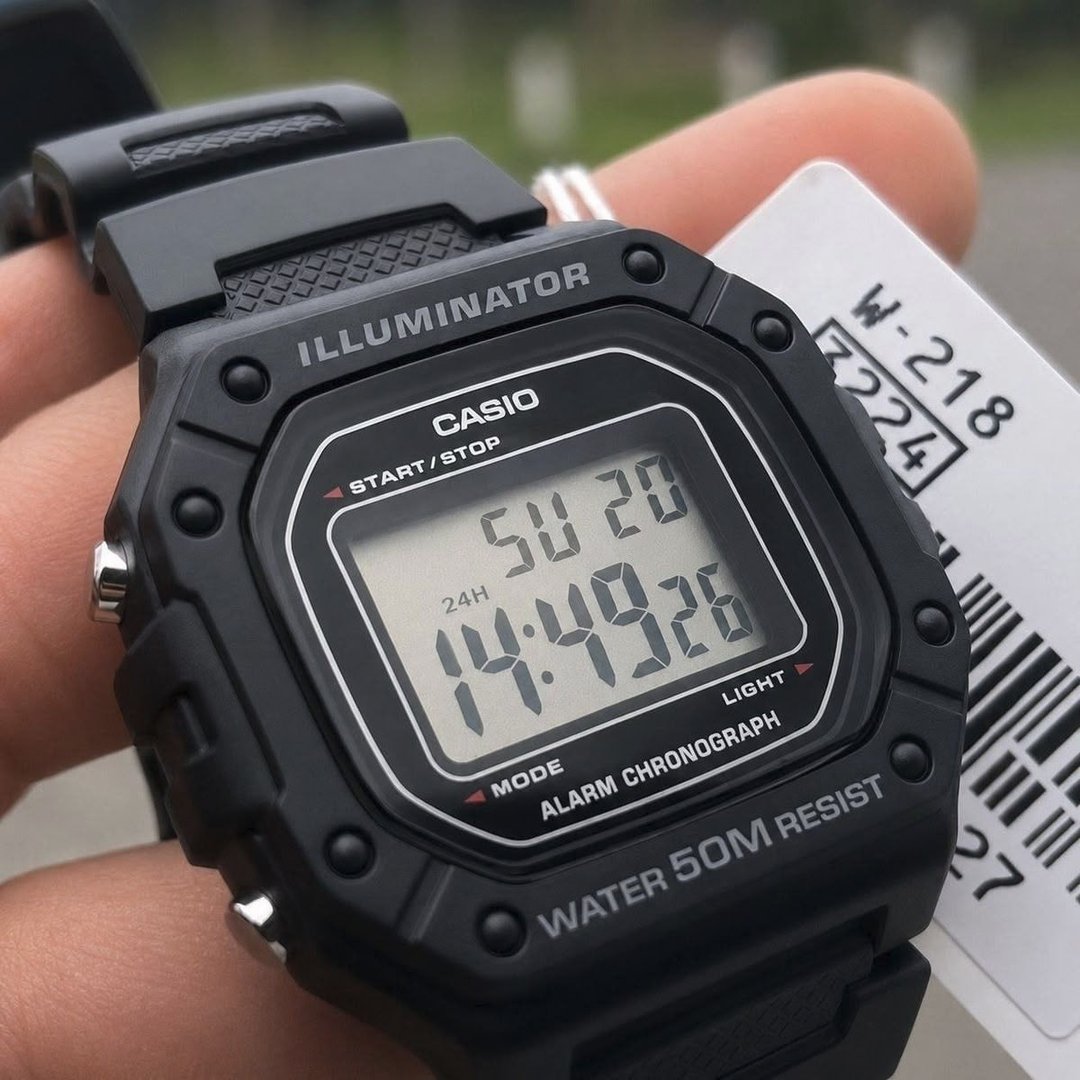 Relógio De Pulso Casio Youth W-218h-1av Preto Cinza/preto