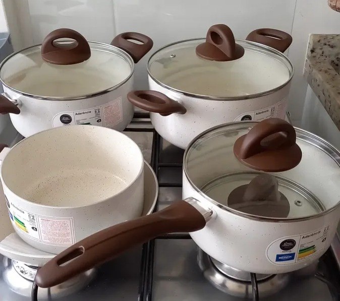 Jogo De Panelas Smart Plus Brinox Vanilla Indução Cerâmico - 5 peças