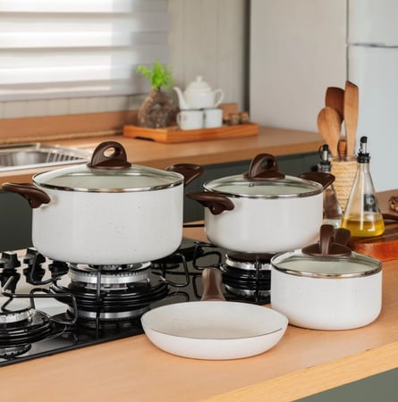 Jogo com 5 Panelas Smart Plus Vanilla de Indução Cerâmico Brinox
