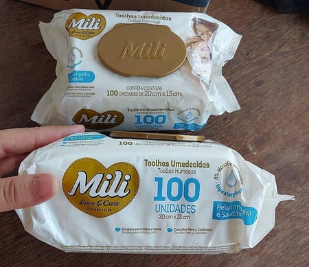 Toalhinhas Umedecidas Mili Love e Care 100 unidades