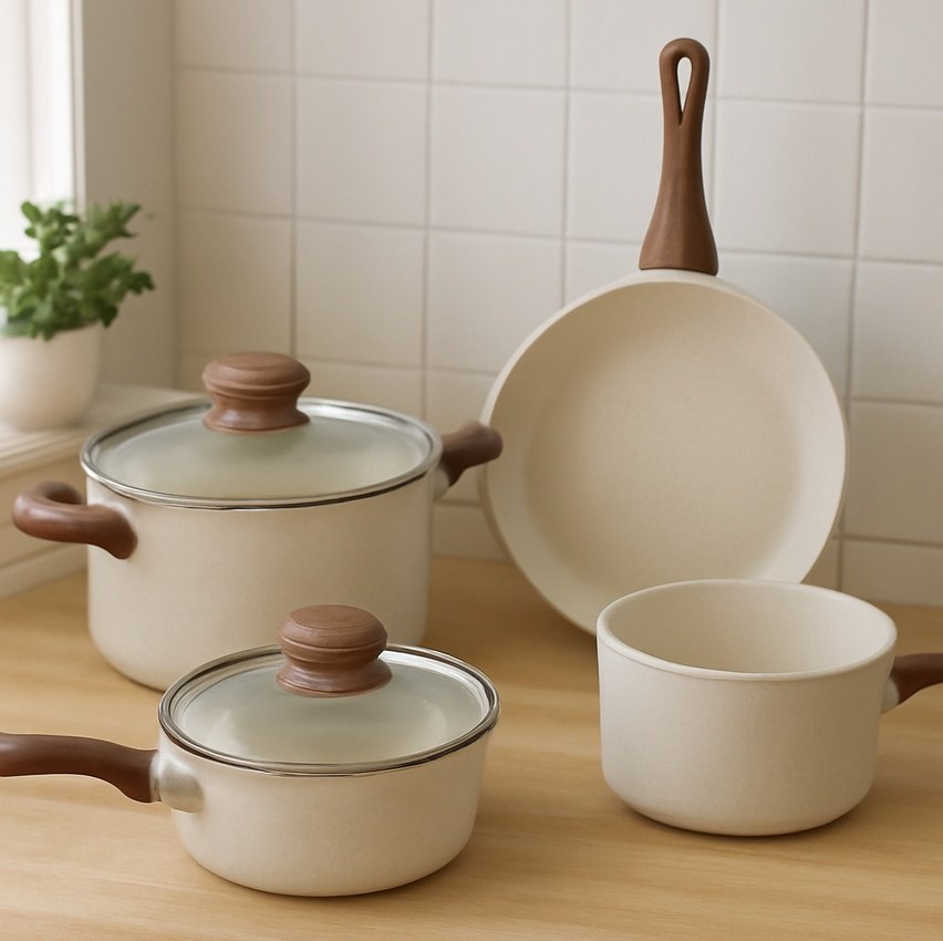 Jogo De Panelas Indução Tuut Ecoglid 4 Peças Cor Cream