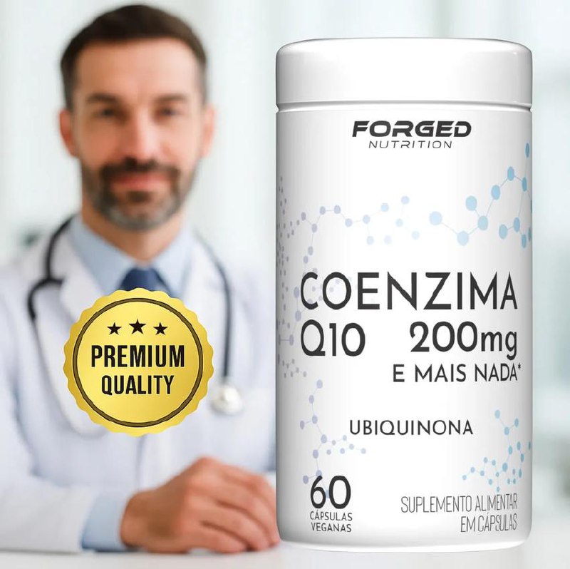 Coenzima Q10 200mg Pura Alta Concentração 60 Cápsulas Vegan - Forged Nutrition Sem Sabor