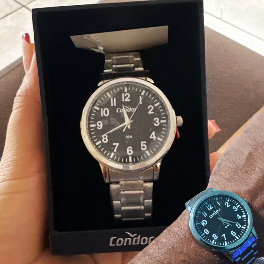 Relógio Condor Masculino Dia A Dia Prata - Co2035nrk/4p Fundo Preto