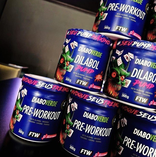 Dilabol Pump Pré Treino Pote 300g Sabor Frutas Vermelhas Diabo Verde - Ftw
