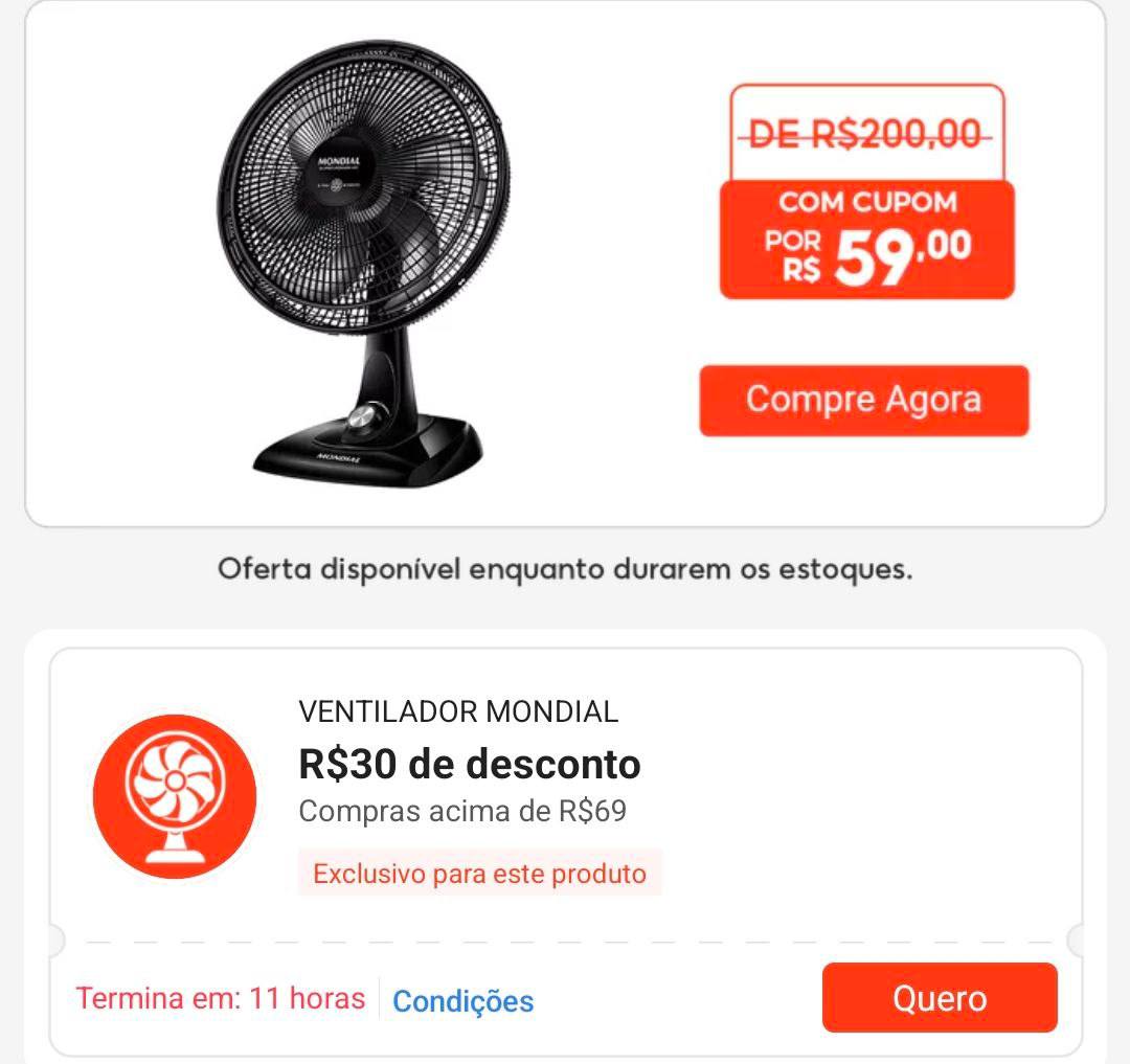 Ventilador Mondial 30cm Vsp 30 B 60hz Loi
