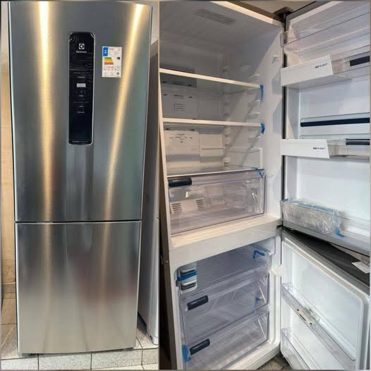 Geladeira Electrolux Efficient Frost Free Inverse Inverter Inox Look 400L - Bivolt