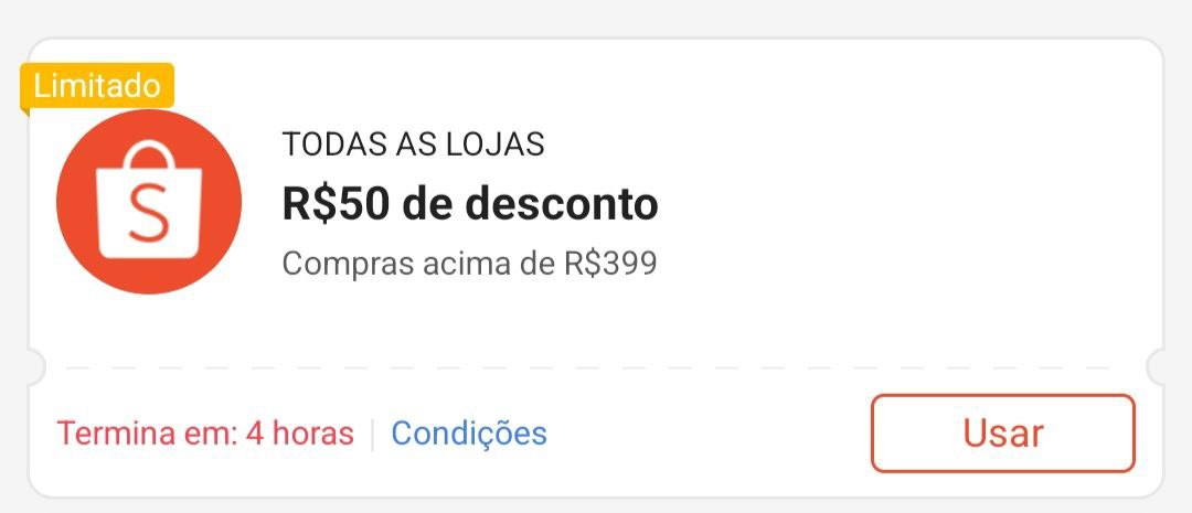 Cupom R$ 50 a partir de R$ 399 - Shopee