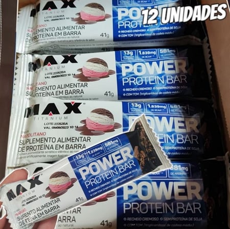 Max Titanium Power Protein Bar Caixa Com 12 Unidades (492G) - Napolitano