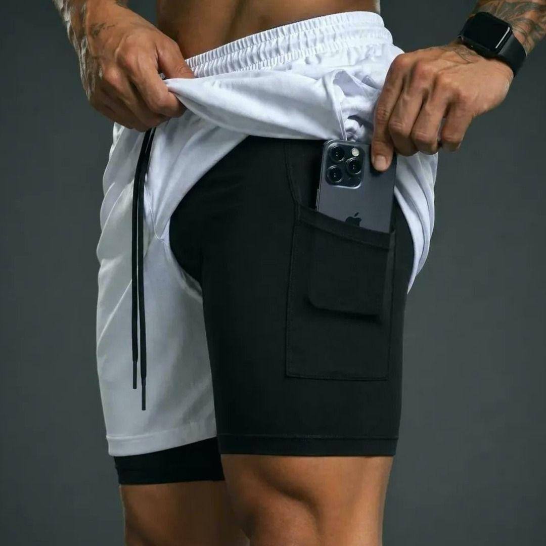 Kit 4 Shorts 2 Em 1 Masculino Dry Bermuda Academia Treino