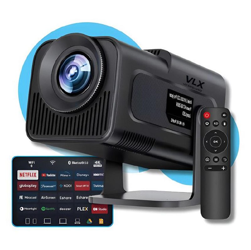 Projetor Vlx Hy320 Mini 4k Wi-fi Preto Bluetooth Android 13