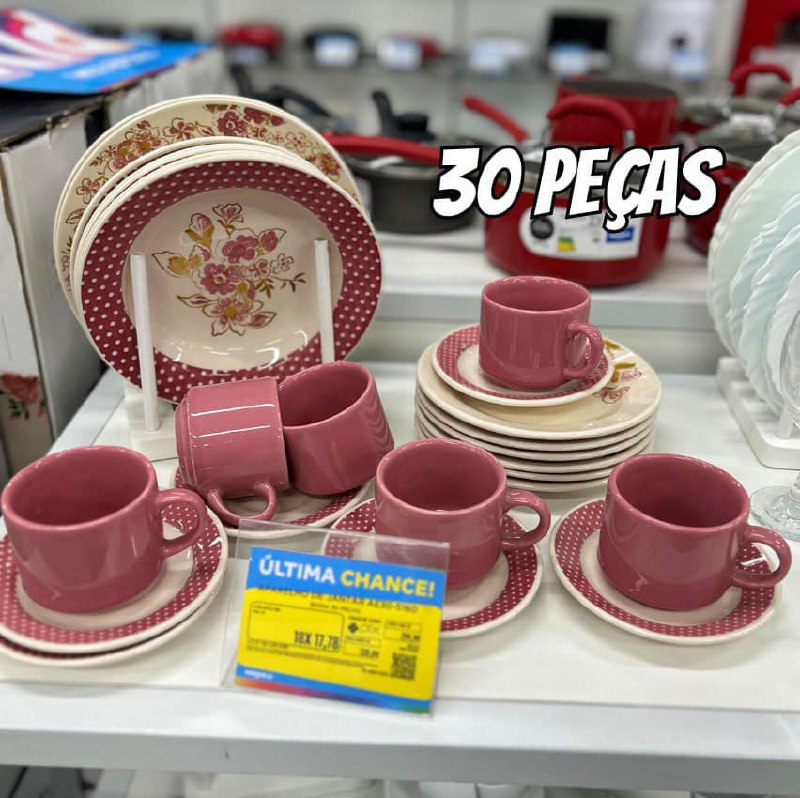 Aparelho de Jantar Chá Biona Donna Cerâmica Redondo - 30 Peças