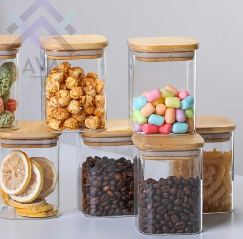 Kit 6 Pote Vidro Porta Temperos Hermético Cozinha Organiza Vidro/tampa De Bambu