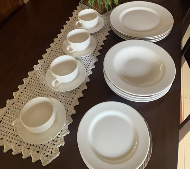 Aparelho de Jantar Cerâmica Alleanza Liso Branco - 20 peças