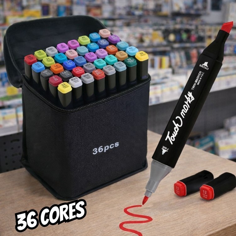 Caneta Marcador para Colorir Desenho Professional, Pontas Duplas, Codificados por Cores,Ca...