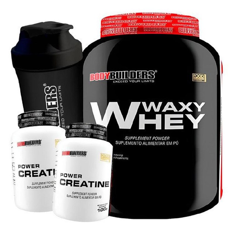 Kit Whey Protein 2kg + 2x Creatina + Shaker Sabor Paçoca