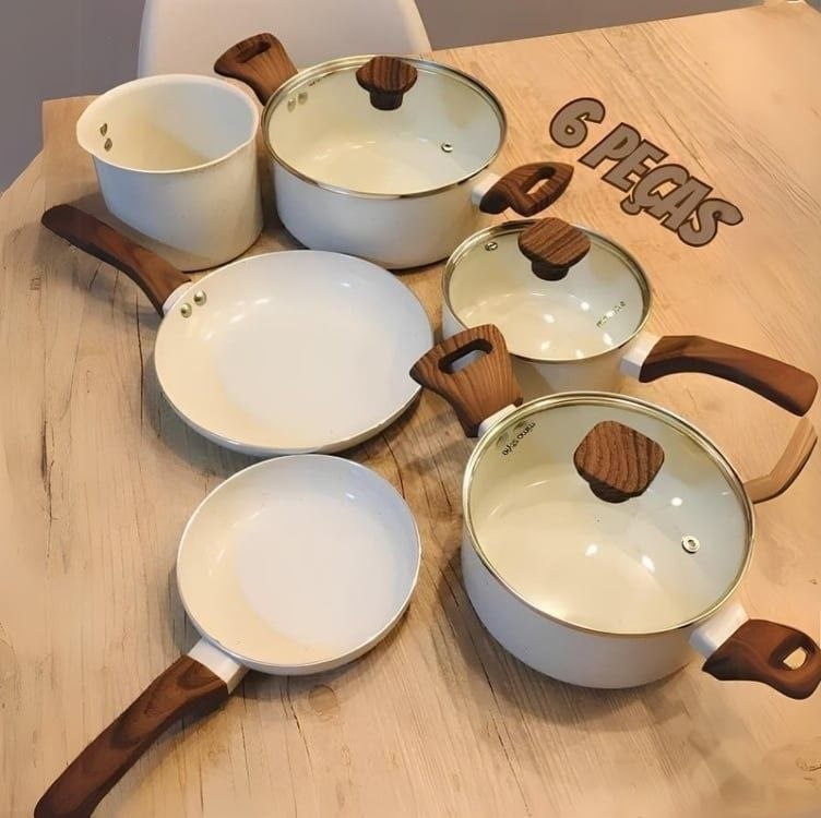 Conjunto Jogo 6 Panelas Pratic Cook Marmol Indução Mimo Mármore