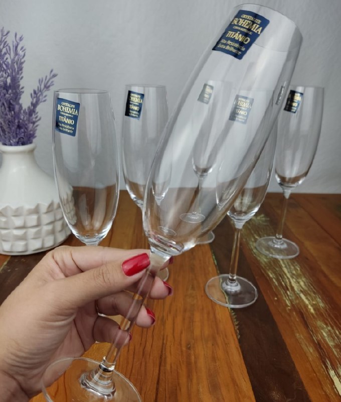 Jogo 6 Taças Espumante Haus Sense Bohemia de Cristal 220ml