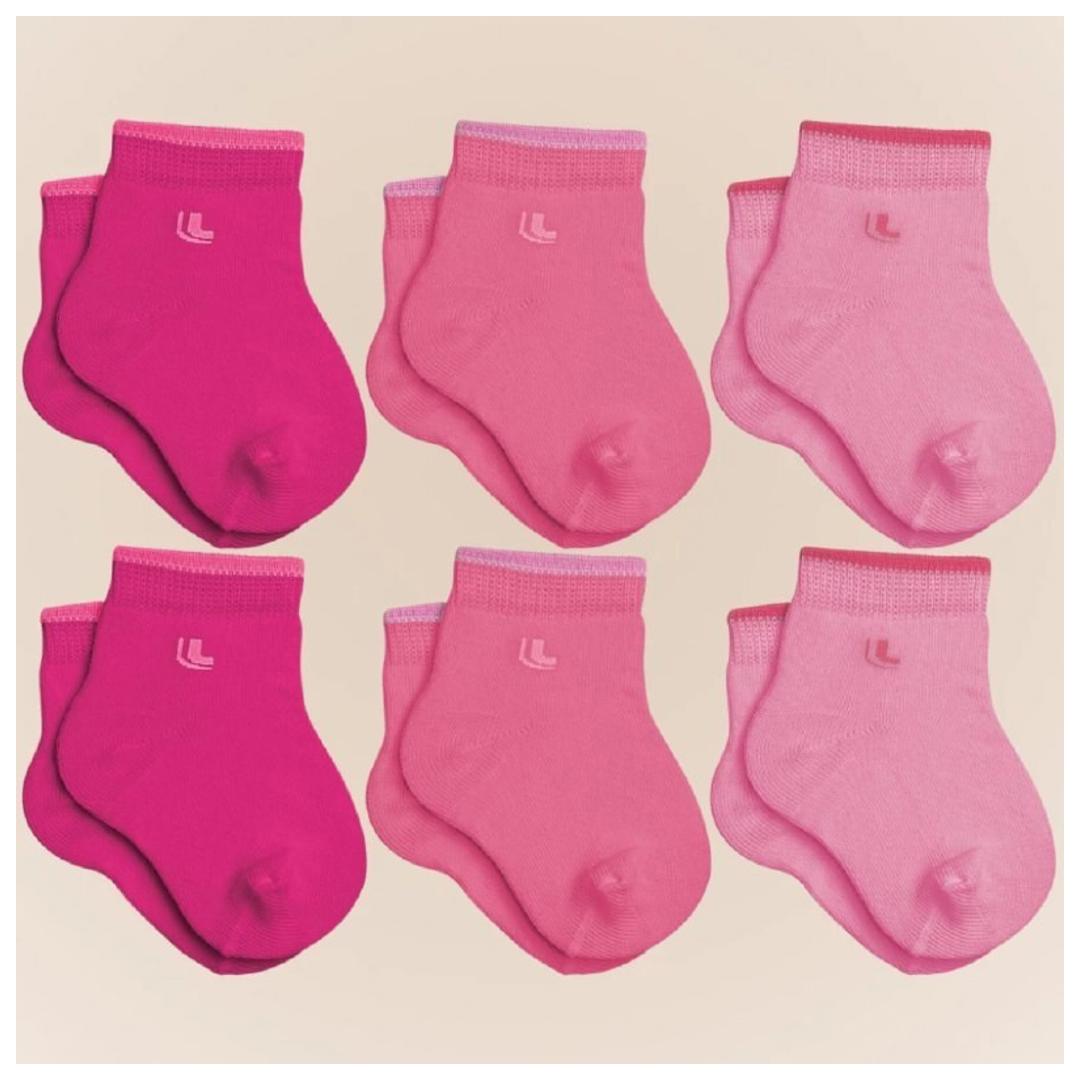 Pacote com 6 Pares Cano Curto Lupo Bebe Crianca Pacote Com Meias Infantil em Algodao