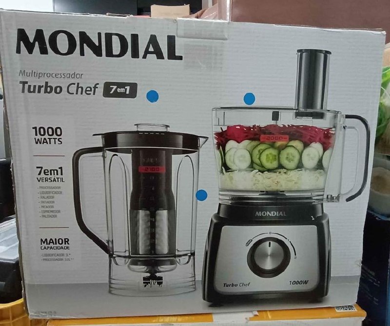 Multiprocessador de Alimentos Mondial 7 em 1 Turbo Chef 1000W - 110v/220v