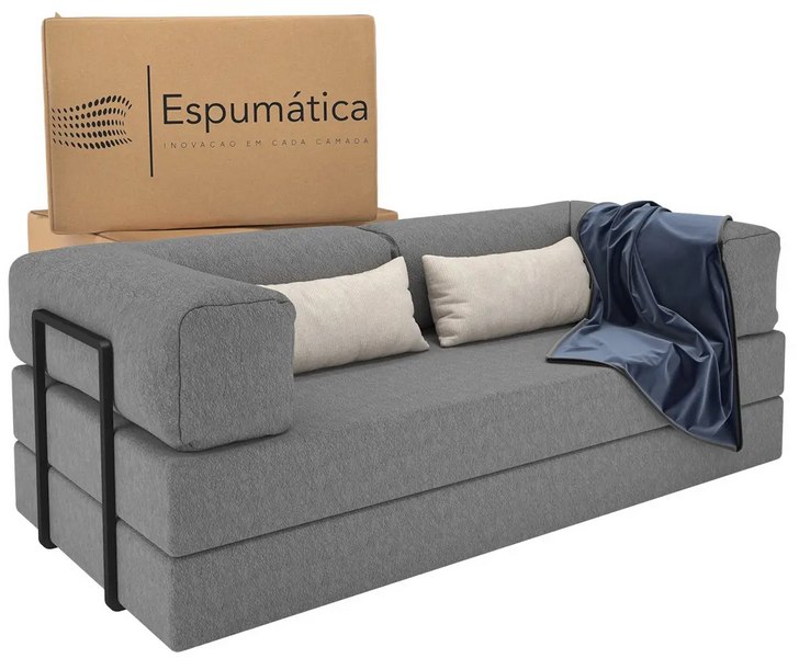 Puff Na Caixa Sofá Cama 3 Em 1 Modular 2 Lugares Dobrável