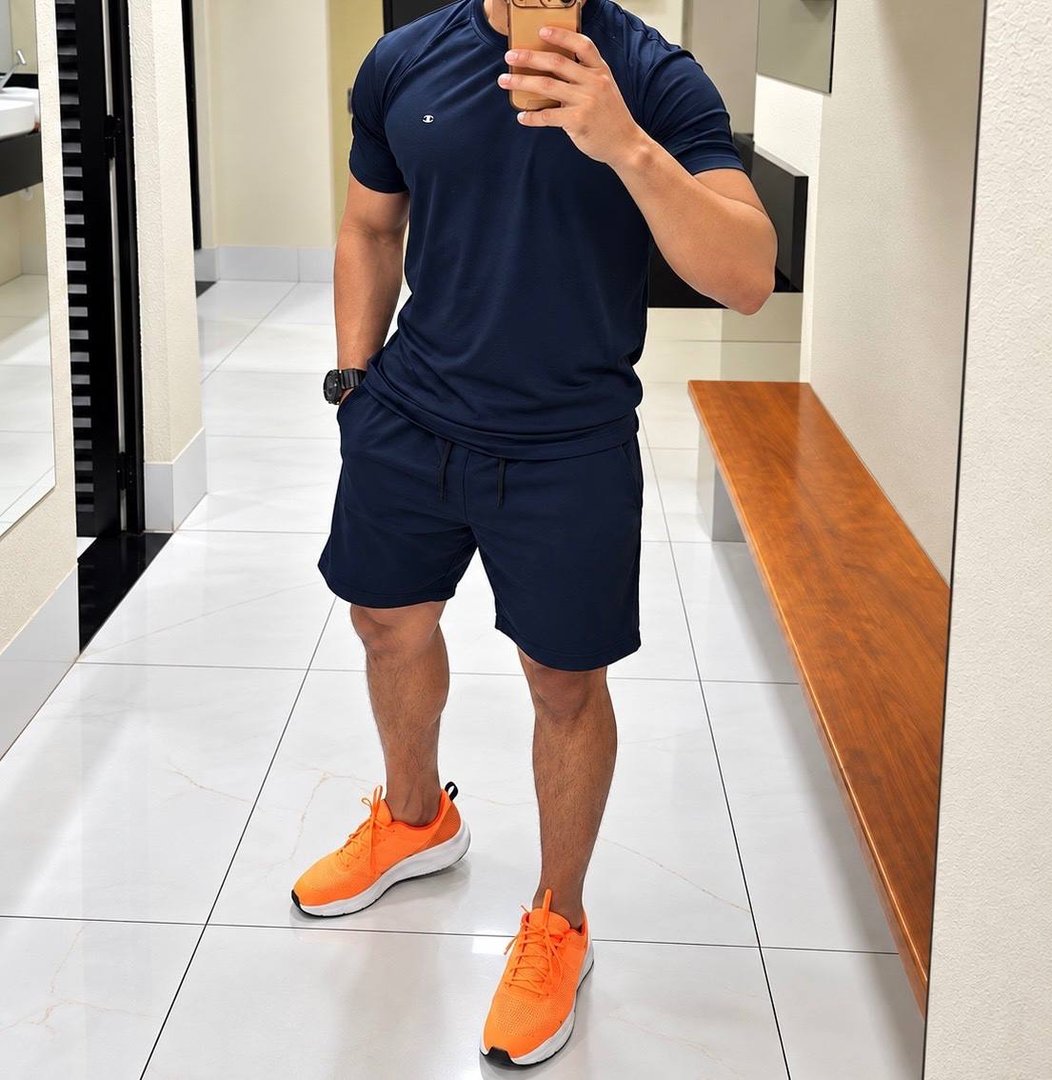 Kit 8 Peças Dry Fit 4 Camisetas + 4 Shorts Academia Sandrini