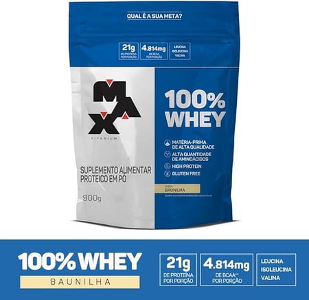 100% Whey Refil (900G) - Baunilha - Max Titanium