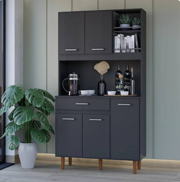 Cozinha Completa Com Balcão E Armário Moderno Preto Móveis Bonatto