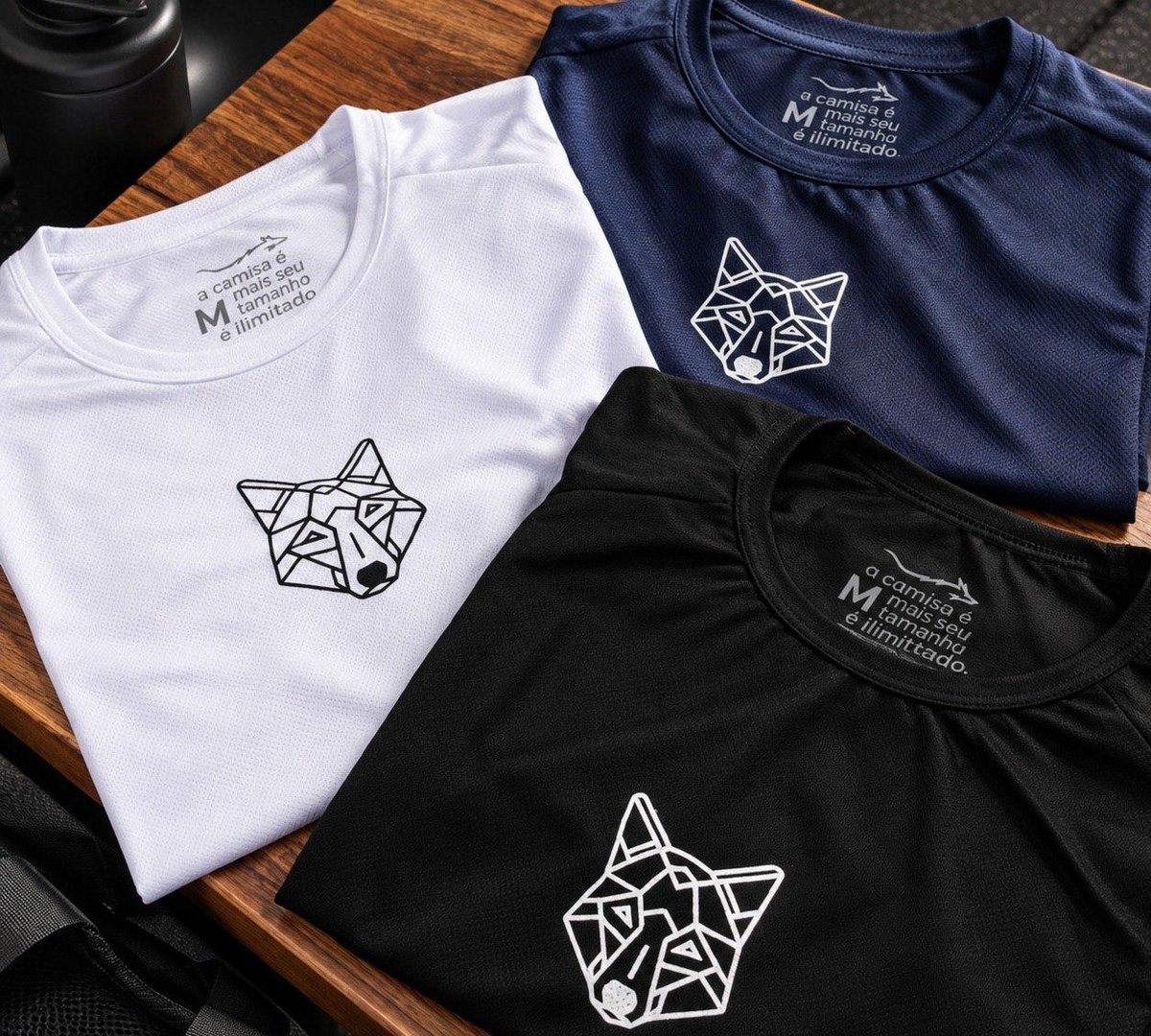 Kit 3 Camisetas Masculina Dry Alpha Lobo Geométrico