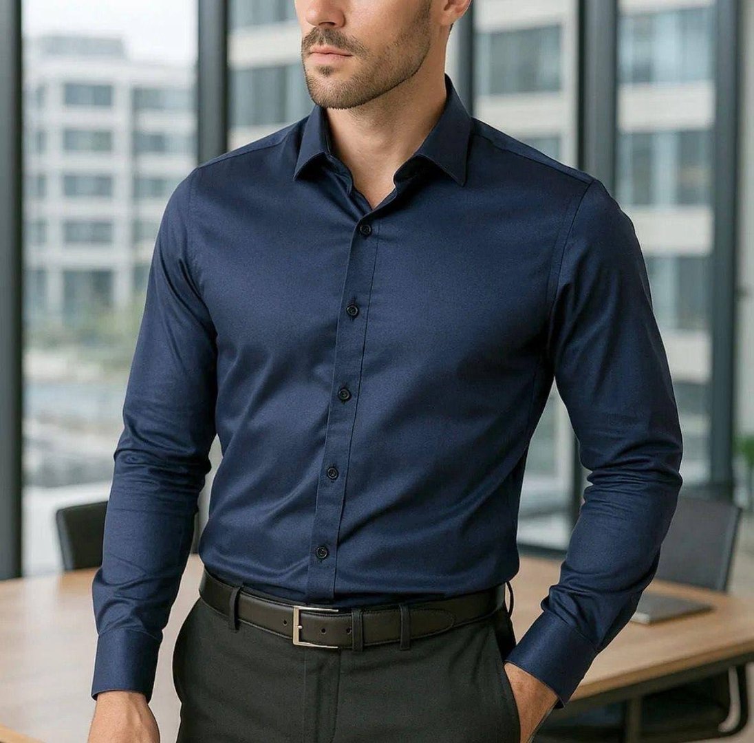Camisa Social Masculina Slim Fit Premium Passa Facil Branco Liso M