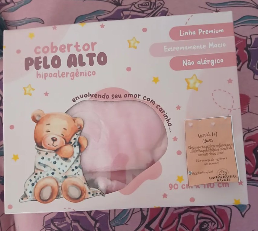 Cobertor Bebe Hipoalergênico Ursa Dias Frios Rosa Grosso Macio