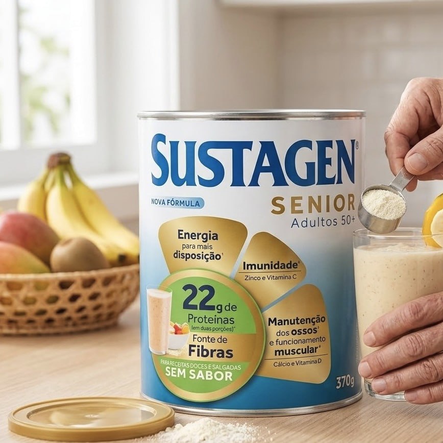 Sustagen Senior Complemento Alimentar 50+ Sem Sabor Lata 370g