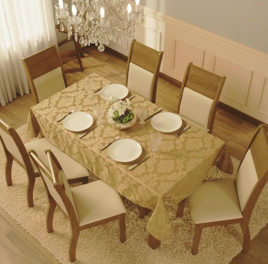 Toalha De Mesa Luxo Jacquard Inglês 8 Lugares (retangular)