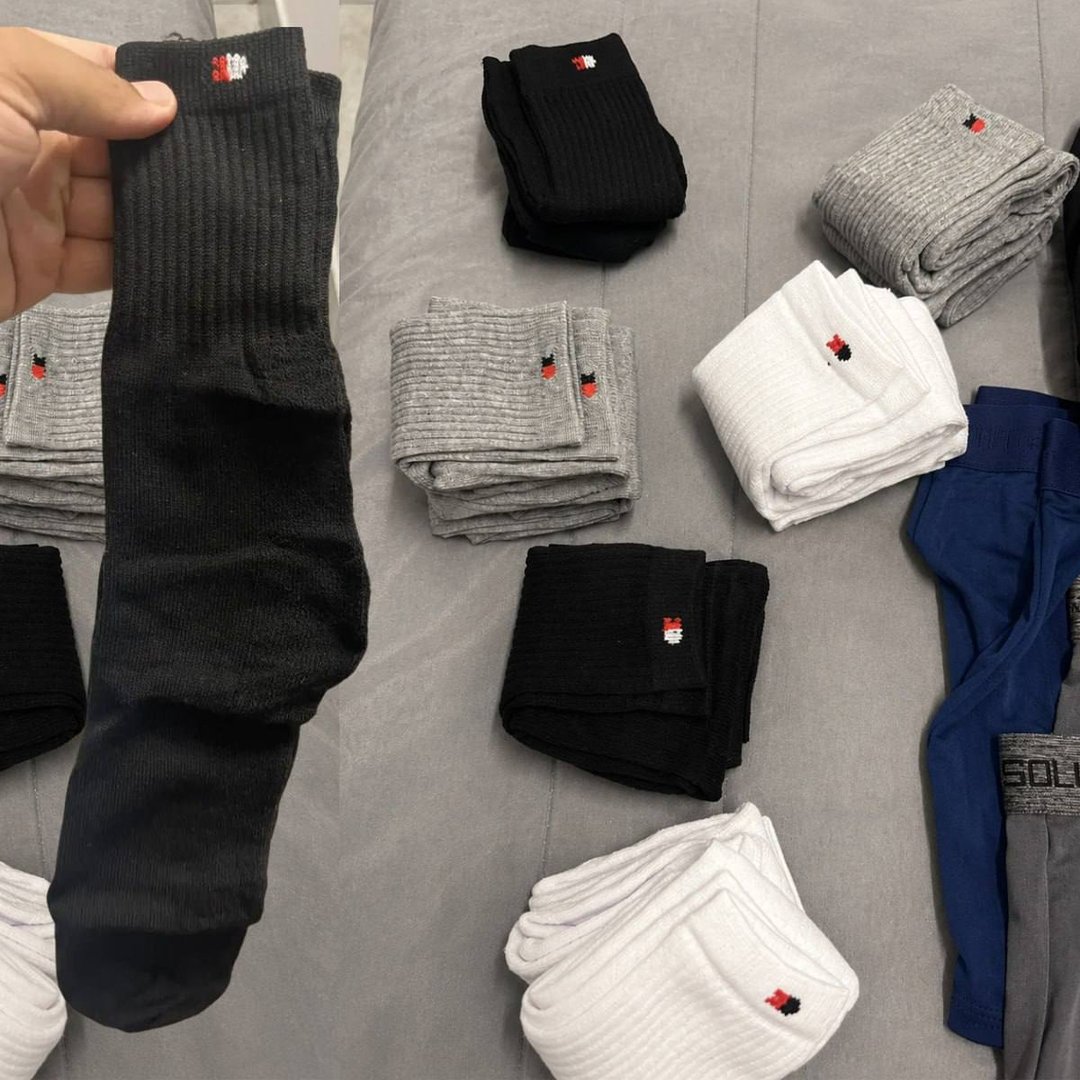 Kit 15 Pares Meias Sport Algodão Cano Médio Sandrini Confort Sortidos 39-43
