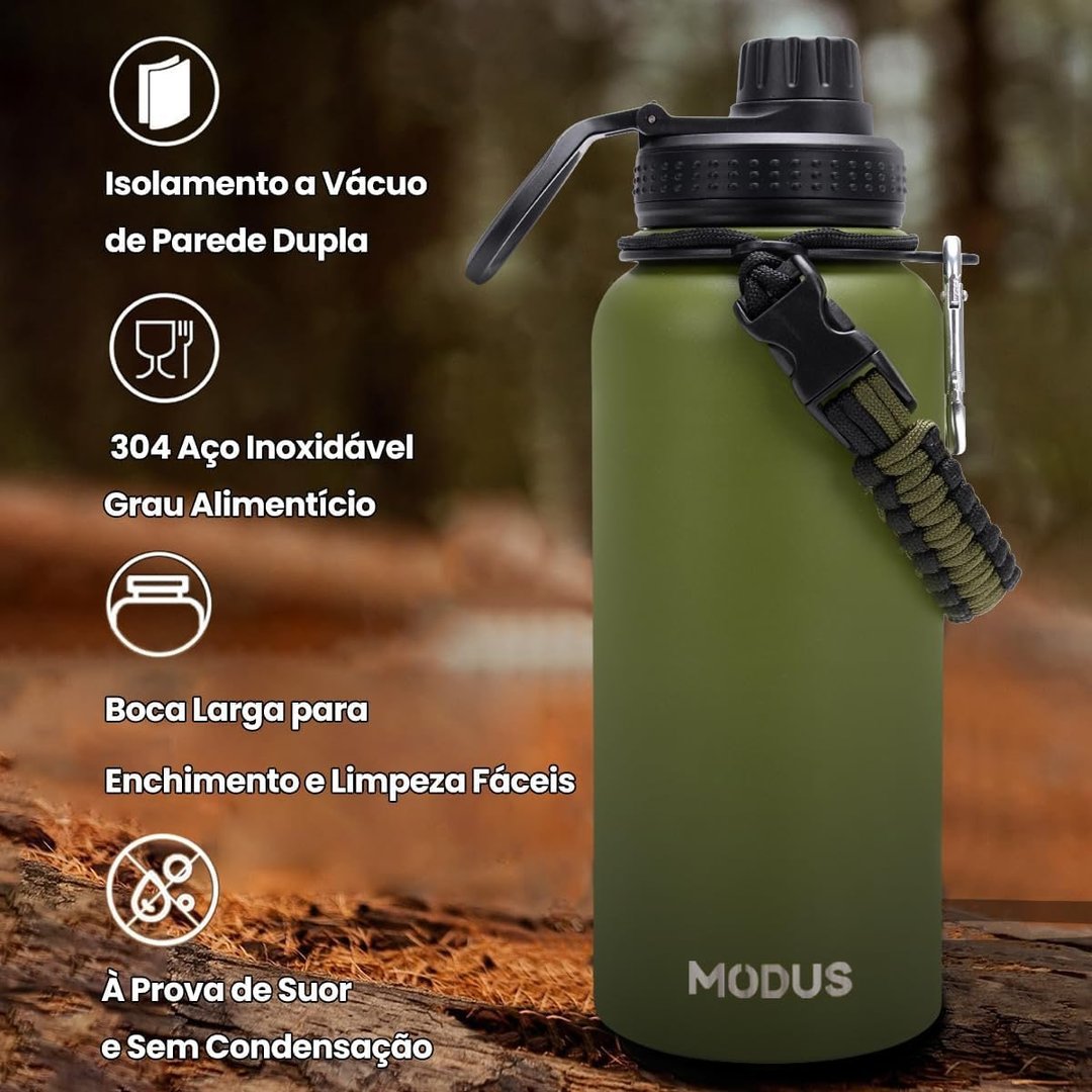 MODUS Garrafa Térmica Esportiva De Aço Inoxidável Com Isolamento A Vácuo De 1000ML (Verde)