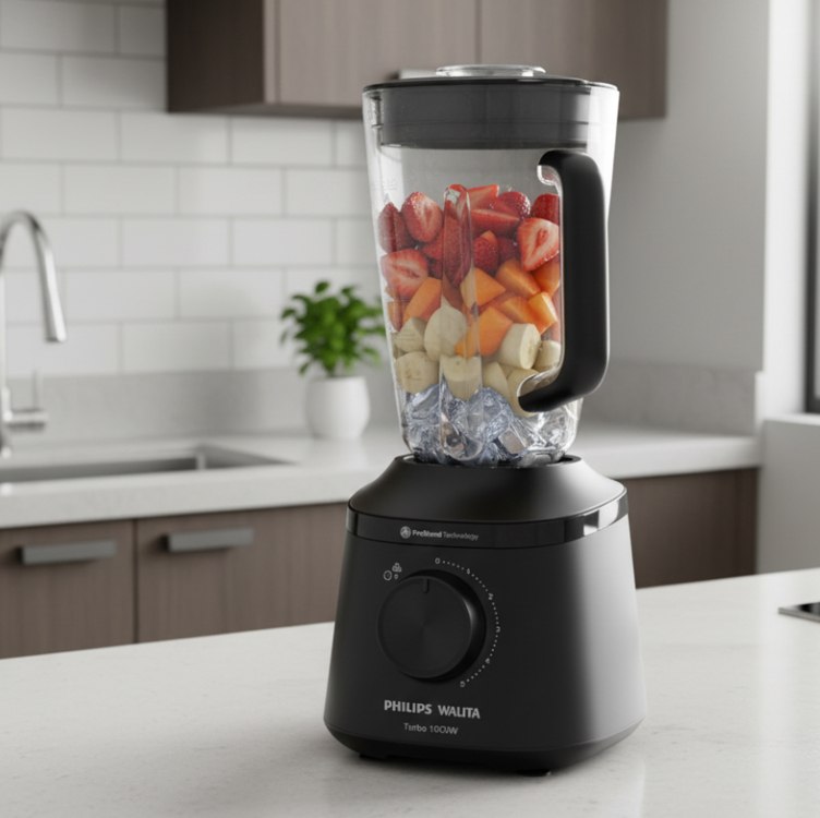 Philips Walita, Liquidificador Série 3000 Turbo, 220V, Preto, 1000W - HR2270/90