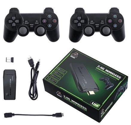 Videogame Stick 10mil 2 Controles Sem Fio Console  Portatil Jogos Retro Antigo