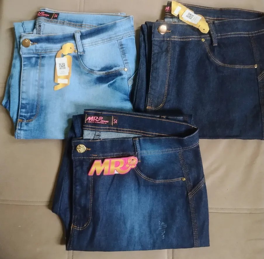 Kit 3 Calças MR. Jeans Plus Size Cintura Alta Lycra - Tam. 48 ao 54