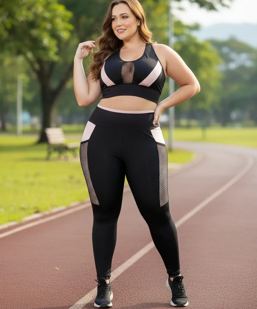 Conjunto Academia Top e Calça Plus Size Com Bolso Treino Tam. G1 ao G6 - 3 cores