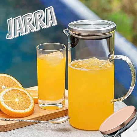 Mimo Style Jarra de Vidro Borossilicato Com Alça e Tampa Hermética Bronze Removível em Sil...