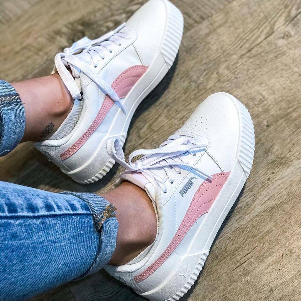 Tênis Casual Feminino Carina Lux Puma Branco E Rosa Liso 38